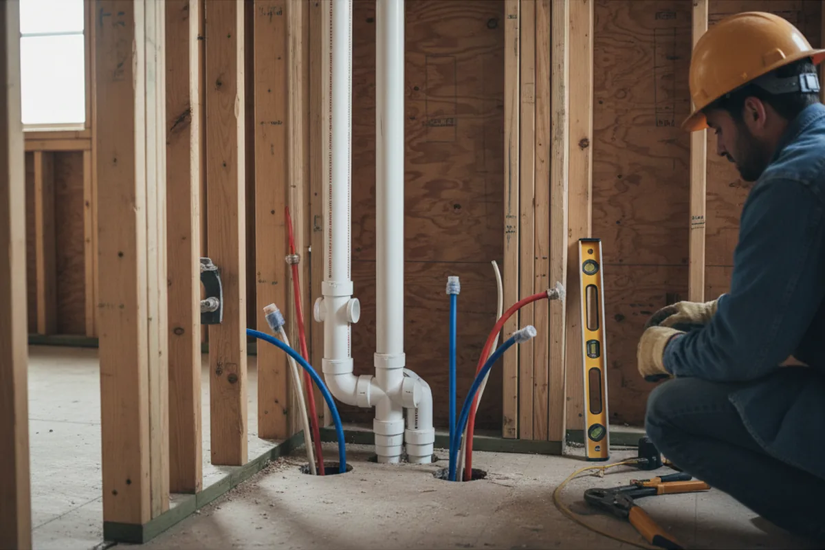 Drain and supply rough-in during Sump Pump Repair in East Durham